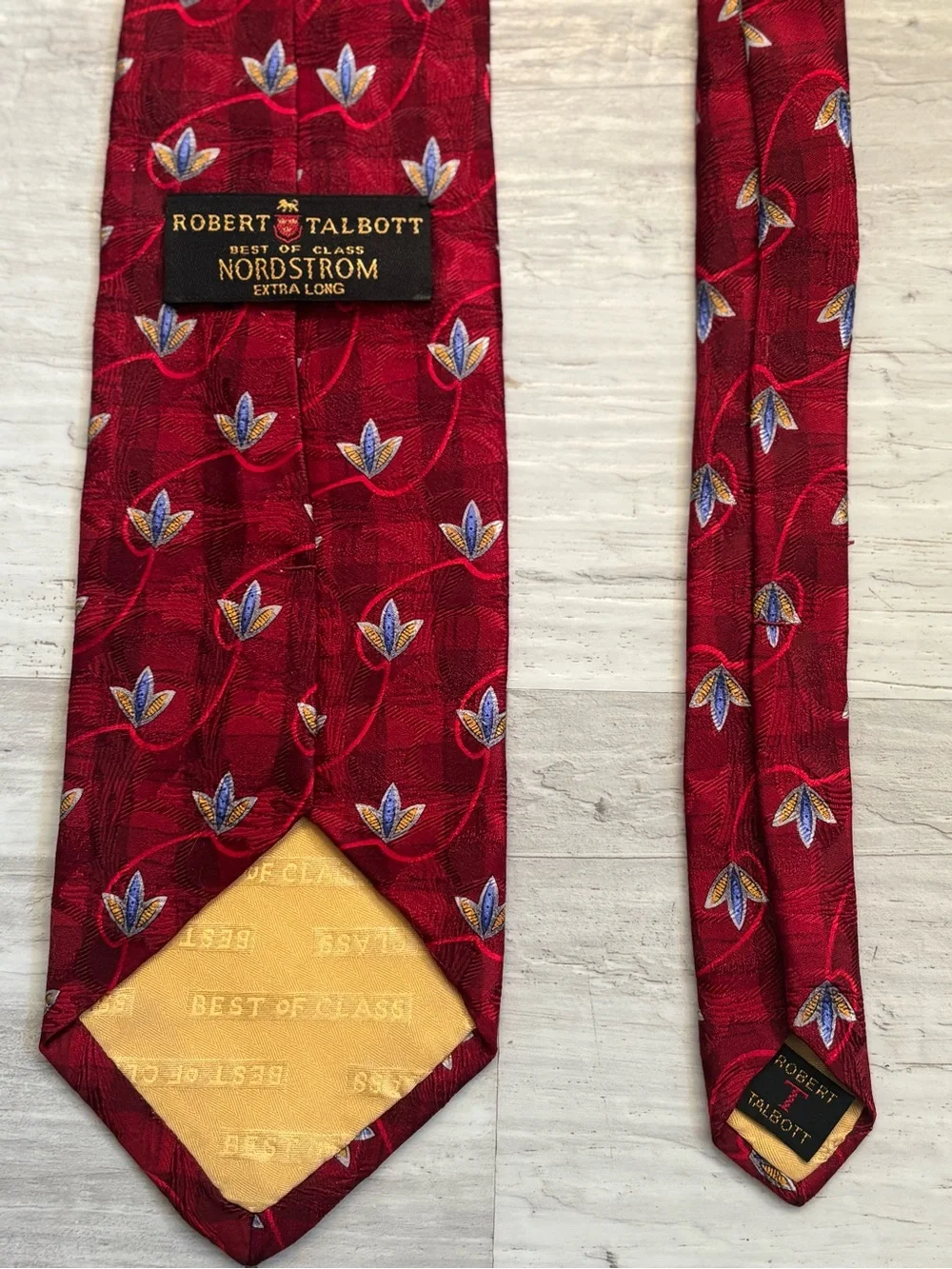 Vintage Robert Talbott Best of Class Red Abstract Floral Extra Long Tie